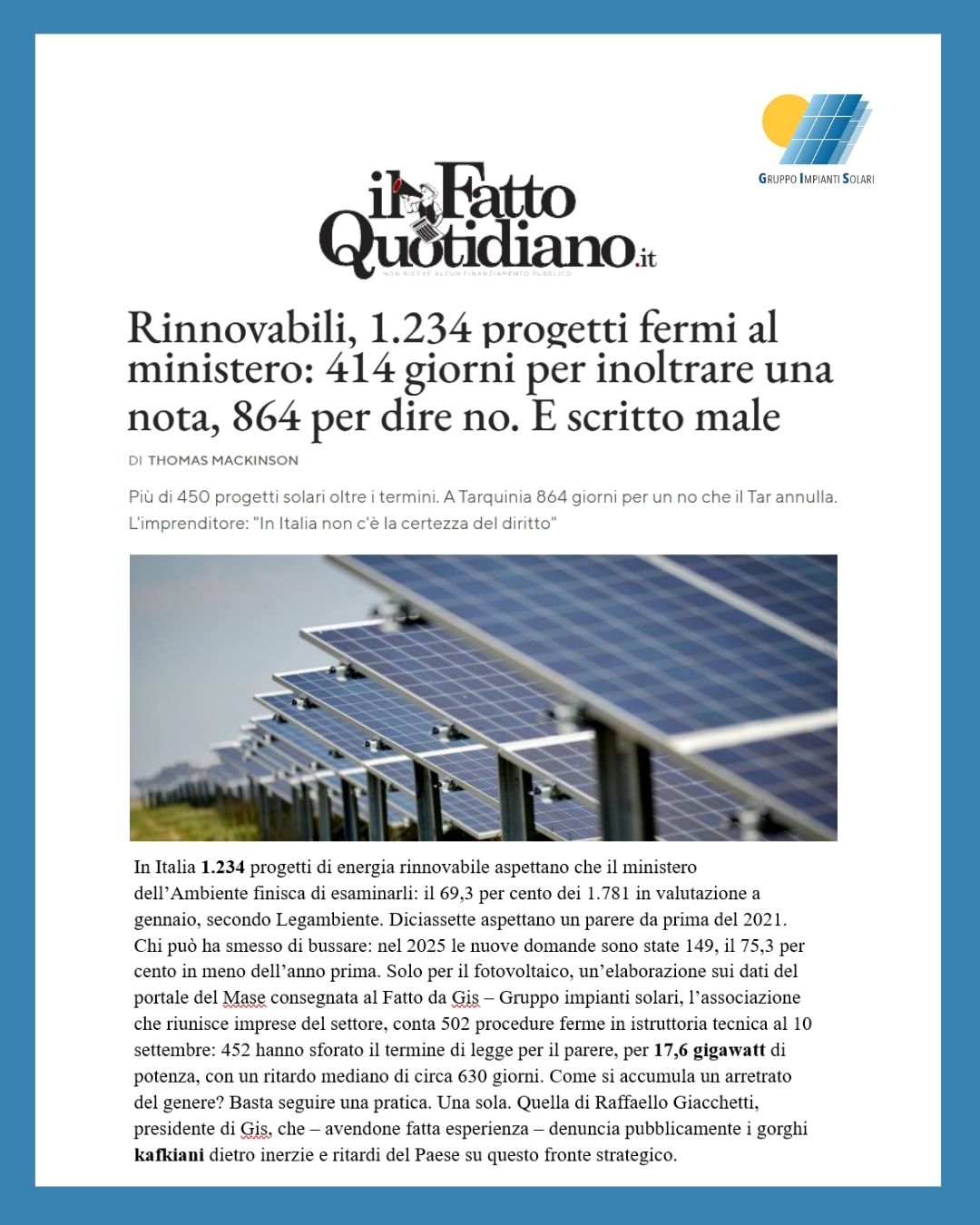 Rinnovabili, 1.234 progetti fermi al Ministero: il caso dell’agrivoltaico di Tarquinia